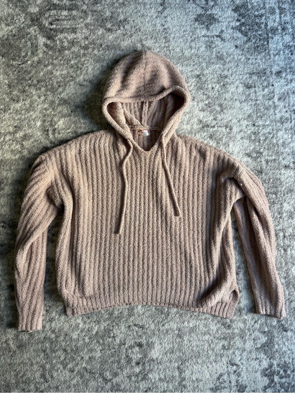 Altar'd State Ribbed Knit Hoodie Sweater - Mauve Taupe